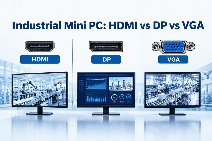 آخرین وبلاگ های شرکت در مورد Industrial Mini PC: HD-MI vs DP vs VGA — Display Interface Comparison for Multi Screen Industrial Monitoring